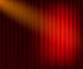 Entertainment curtains background for movies. Beautiful red theatre folded curtain drapes on black stage. Vector illustration. Royalty Free Stock Photo